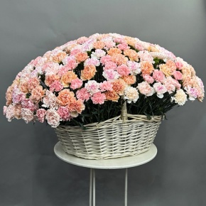 Композиция в корзине из 251 диантуса микс в Кубинке