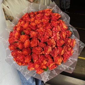 Букет 75 огненных роз (40 см) в Кубинке