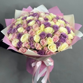 Букет из 101 розы пастельный микс (40 см) в Кубинке