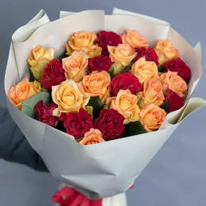 Букет "Прайм" из 25 роз Оранж и Эль Торо (50 см) в Кубинке