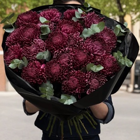 Букет из 21 винной хризантемы Бигоуди в Кубинке
