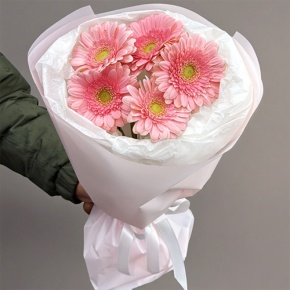 Букет из 5 розовых гербер мини в Кубинке