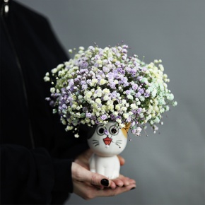 Композиция из гипсофил в керамическом кашпо в Кубинке