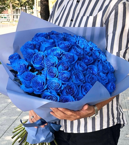 Букет из 51 синей розы Эквадор (60 см) в Кубинке